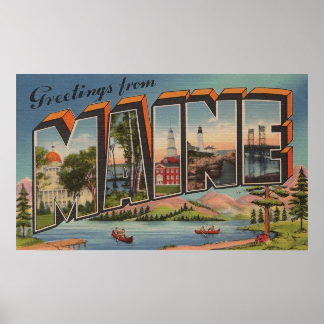 Maine (Summer)Large Letter Scenes Poster (Front)