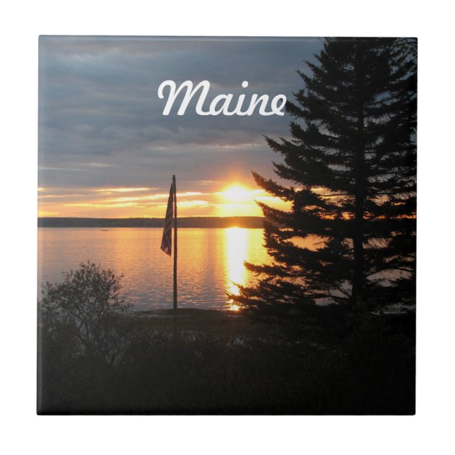 Maine Sunset Ceramic Tile (Front)