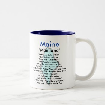 Maine Symbols & Map Two-tone Coffee Mug by archemedes at Zazzle