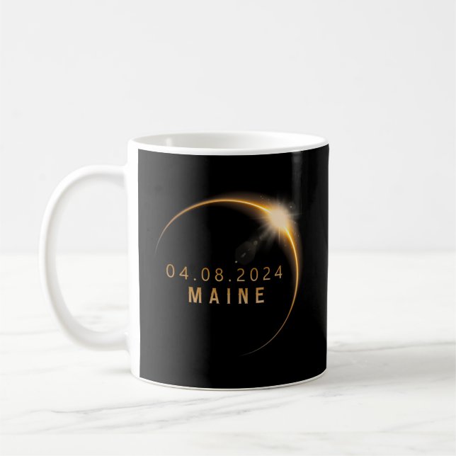 Maine Total Solar Eclipse April 8 2024 Solar Eclip Coffee Mug (Left)