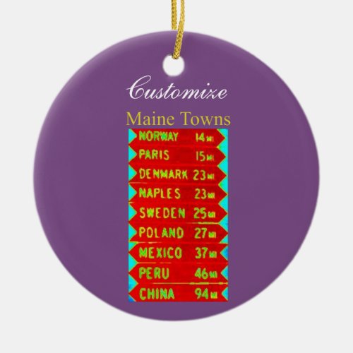 Maine Towns Sign Thunder_Cove Ceramic Ornament