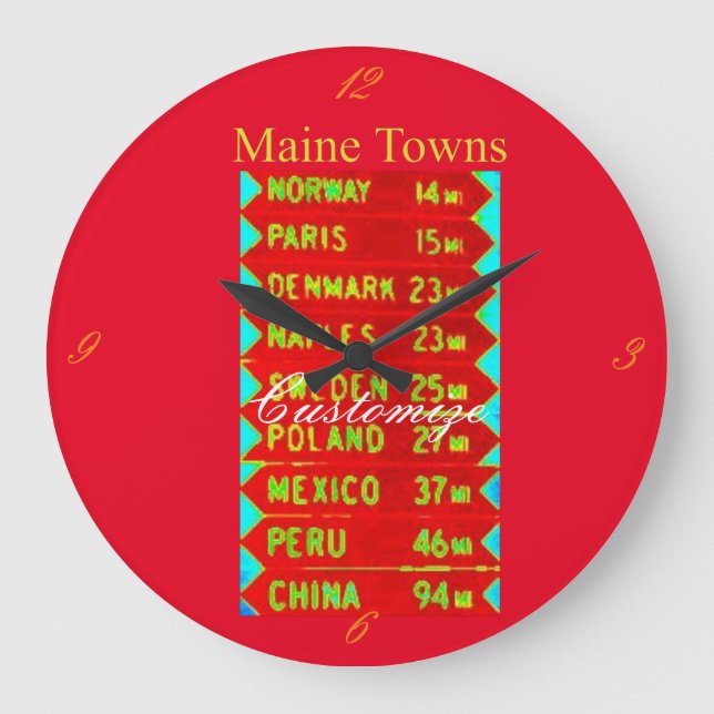 Maine Towns Sign Thunder_Cove Classic Large Clock (Front)