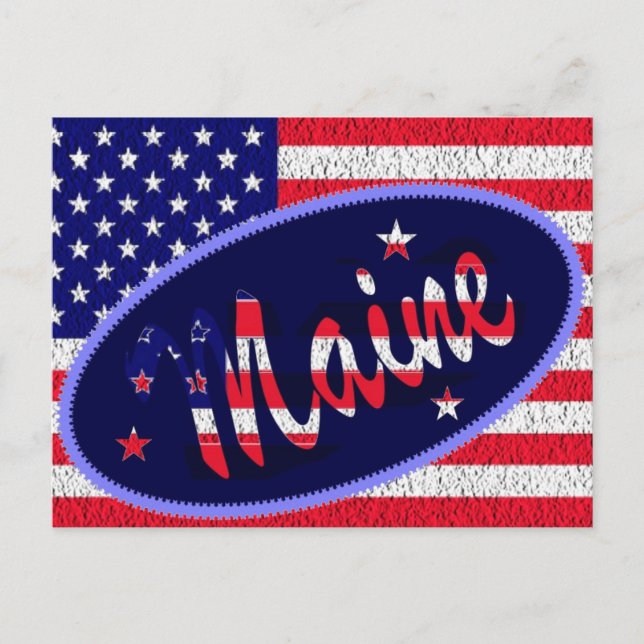 Maine US flag postcard (Front)