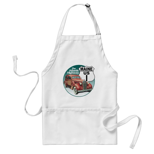 Maine US Route 1 - The Atlantic Highway Adult Apron (Front)