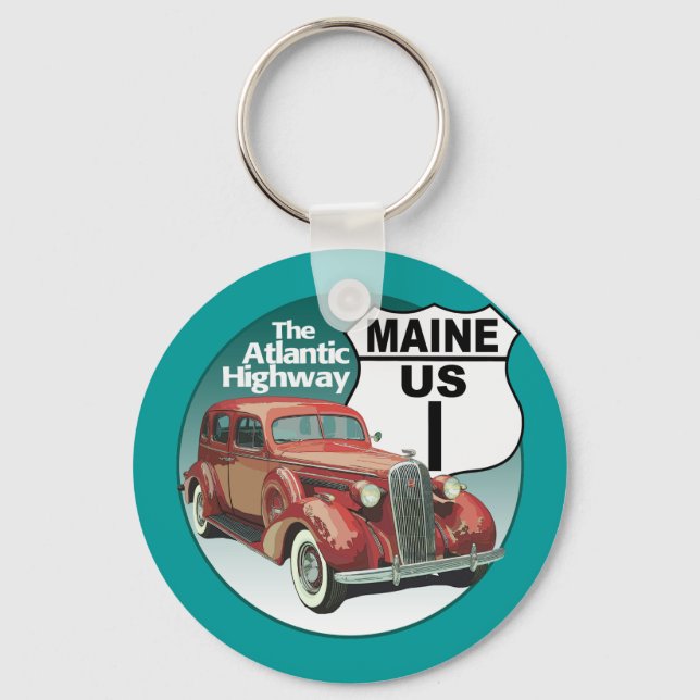 Maine US Route 1 - The Atlantic Highway Keychain (Front)