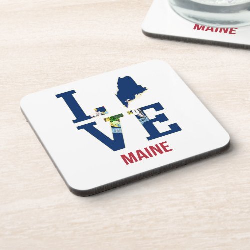 Maine US State Love Beverage Coaster