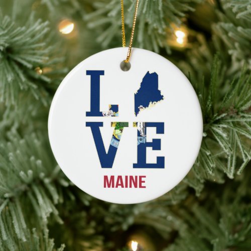 Maine US State Love Ceramic Ornament