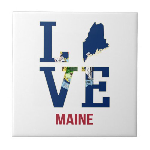 Maine US State Love Ceramic Tile
