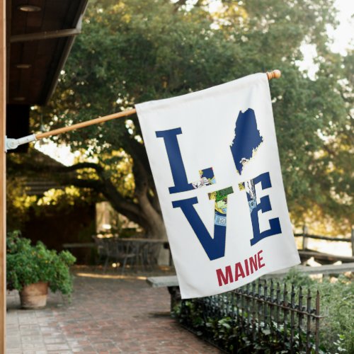 Maine US State Love House Flag