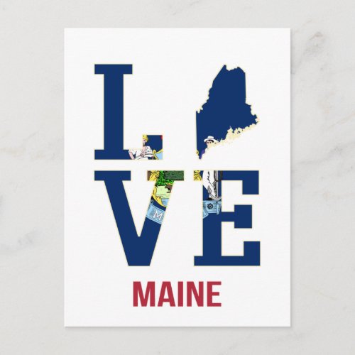 Maine US State Love Postcard