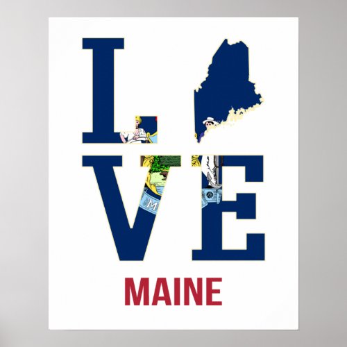 Maine US State Love Poster
