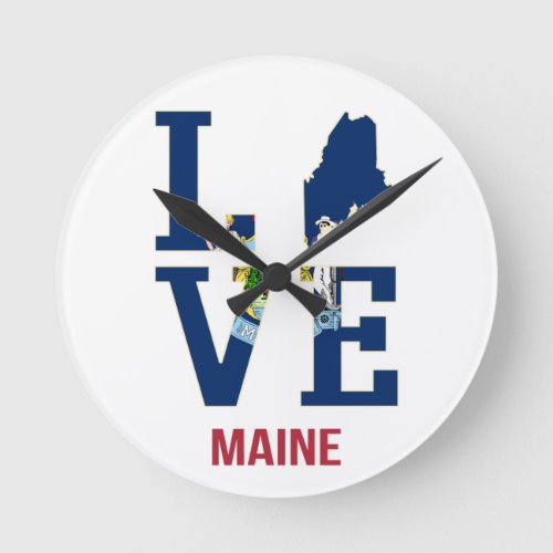 Maine US State Love Round Clock