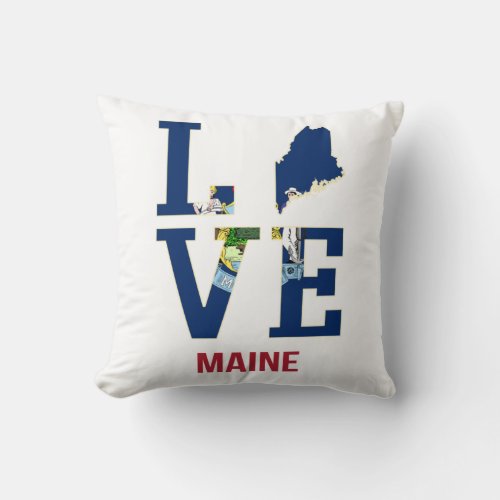 Maine US State Love Throw Pillow