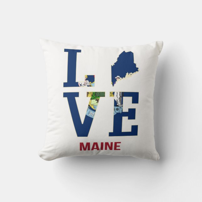 Maine US State Love Throw Pillow (Front)