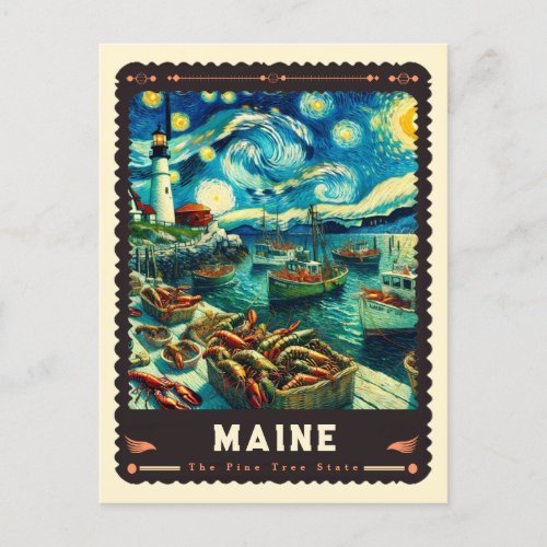 Maine  Vincent Van Gogh Inspired Postcard
