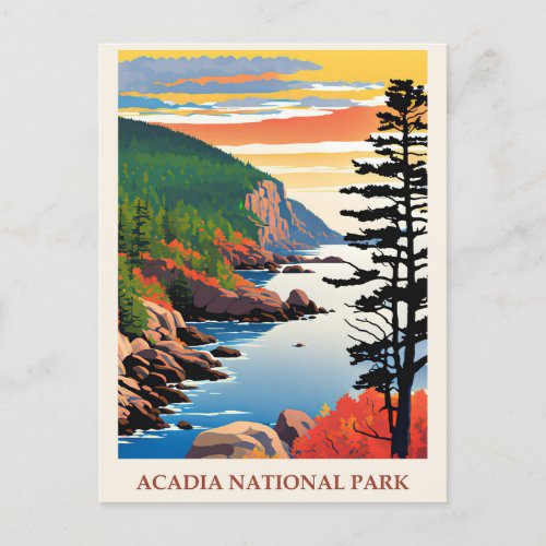 Maine Vintage Acadia National Park Travel Postcard