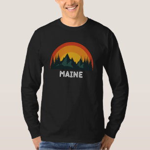 Maine Vintage Sunset 80s Retro Summer Pine Tree US T-Shirt