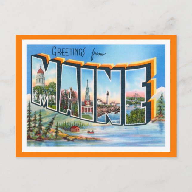 Maine Vintage Travel Postcard (Front)