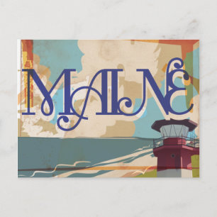 Maine Vintage Travel Poster Postcard