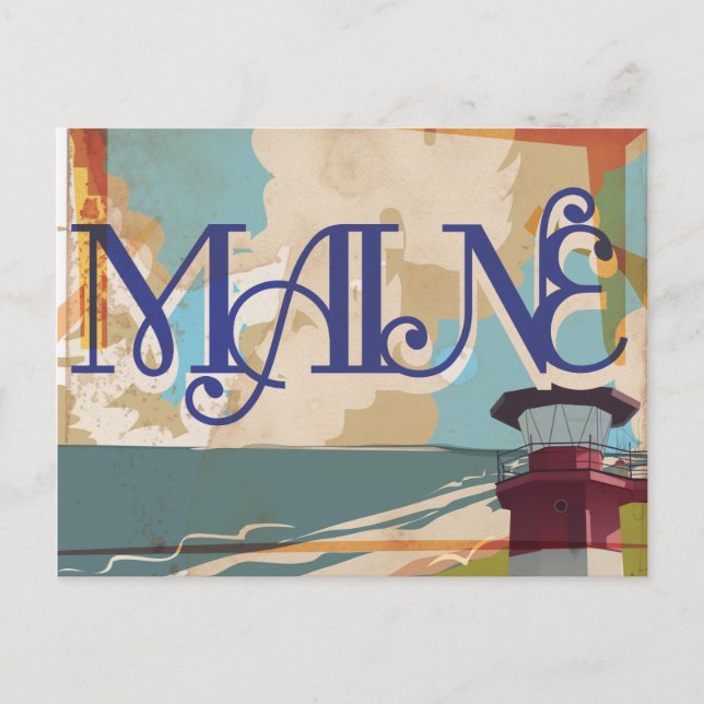Maine Vintage Travel Poster Postcard (Front)