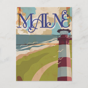 Maine Vintage Travel Poster Postcard