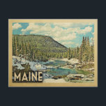 Maine Vintage Travel Snowy Winter Nature Postcard<br><div class="desc">Maine snowy winter scene featuring a river flowing through the mountains and a blue sky with puffy clouds. A lovely nature outdoors image for campers,  hikers and adventure seekers.</div>