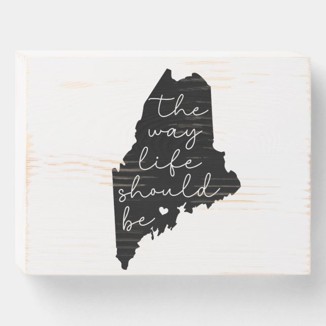 Maine Wall Art Wooden Box Sign (Front Horizontal)