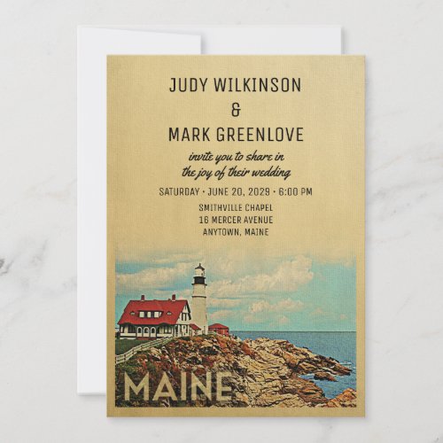 Maine Wedding Invitation Vintage Mid_Century