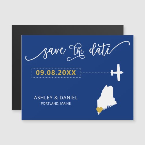 Maine Wedding Save the Date Card Map Magnetic Invitation