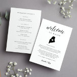 Maine Wedding Welcome Letter & Itinerary<br><div class="desc">Share a welcome message for your Maine wedding guests as well as an itinerary or schedule of the weekend's events. Front features your welcome message with a silhouette map of the state of Maine with a heart inside. Personalize the reverse side with your wedding day or wedding weekend itinerary. Perfect...</div>