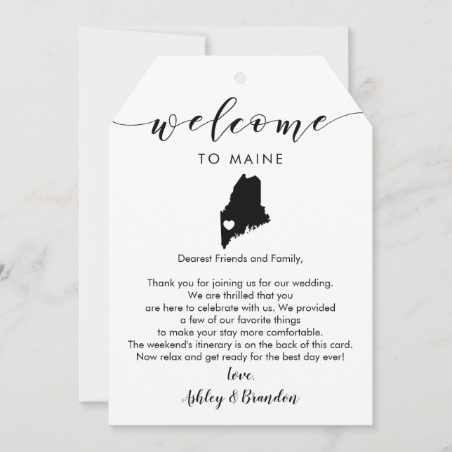 Maine Wedding Welcome Tag, Letter Itinerary (Front)