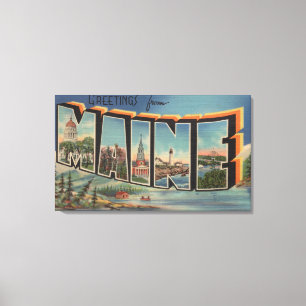 Maine (Winter)Large Letter Scenes Canvas Print