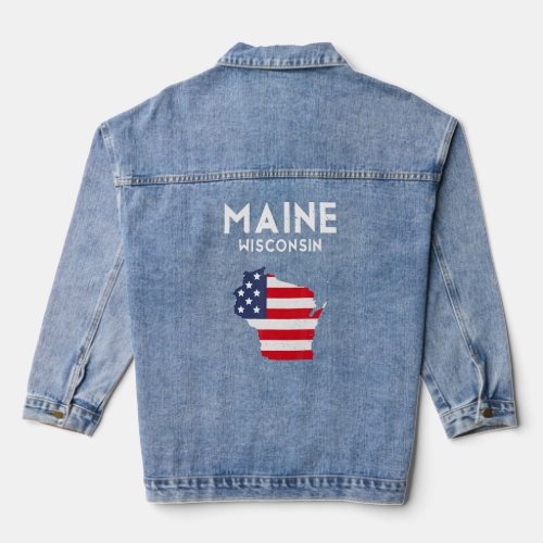 Maine Wisconsin USA State America Travel Wisconsin Denim Jacket