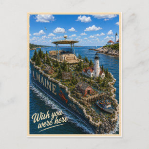 Maine Wish You Were Here State Series Postcard