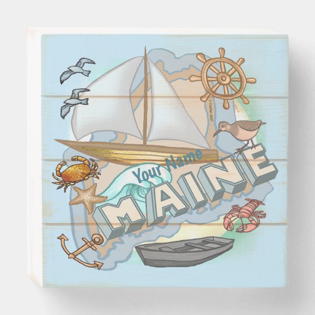 Maine Wooden Box Sign (Front Horizontal)