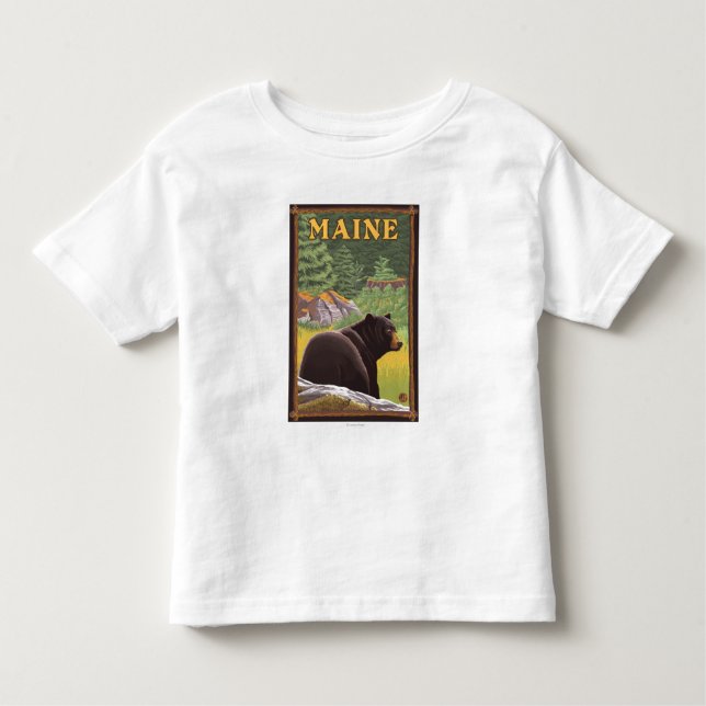 MaineBlack Bear in Forest Toddler T-shirt (Front)