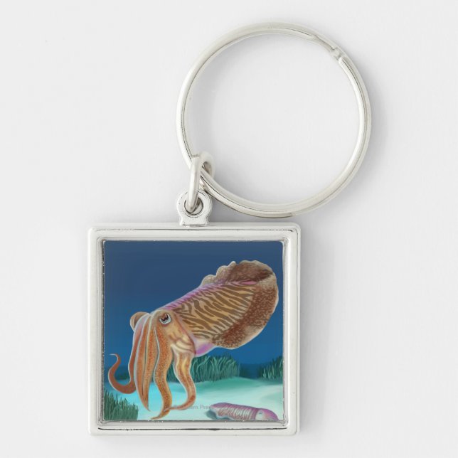 MaineCuttlefish Scene Keychain (Front)