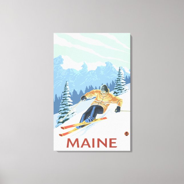 MaineDownhill Skier Scene Canvas Print (Front)