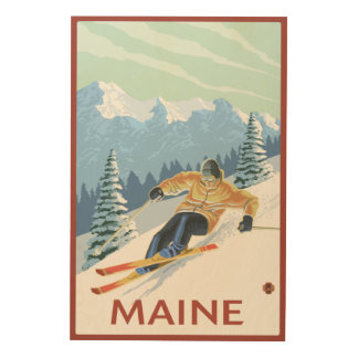 MaineDownhill Skier Scene Wood Wall Decor