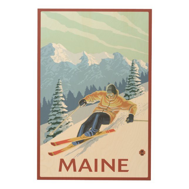MaineDownhill Skier Scene Wood Wall Decor (Front)
