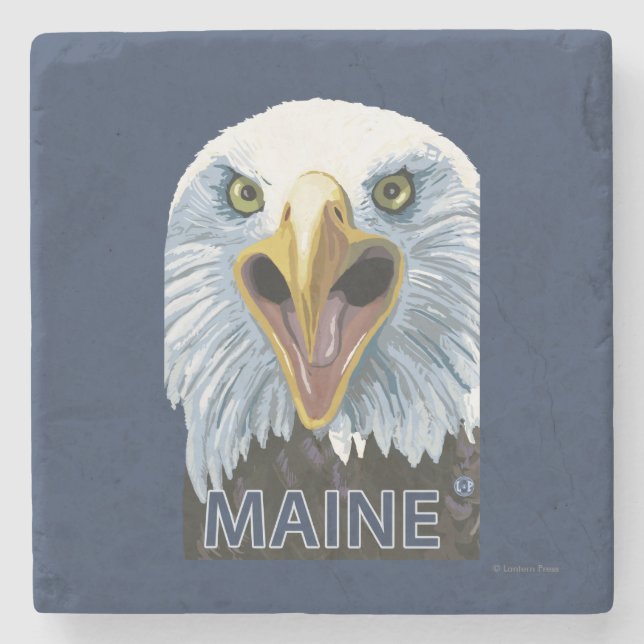 MaineEagle Up Close Stone Coaster (Front)