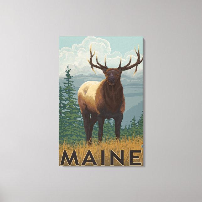 MaineElk Scene Canvas Print (Front)