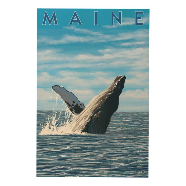 MaineHumpback Whale Scene Wood Wall Decor (Front)