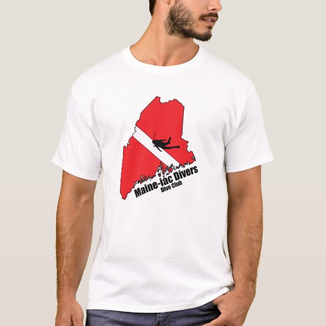 Maineiac Divers Silhouette Logo Black Lettering T-Shirt (Front)