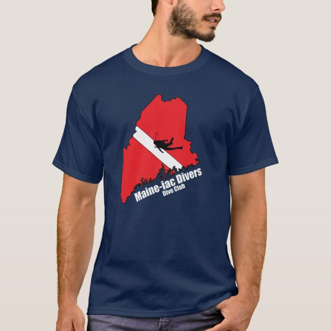 Maineiac Divers Silhouette Logo White Lettering T-Shirt (Front)