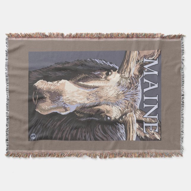 MaineMoose Up Close Throw Blanket (Front)