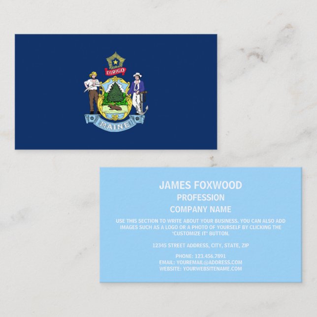 Mainer Flag, Flag of Maine Business Card (Front/Back)