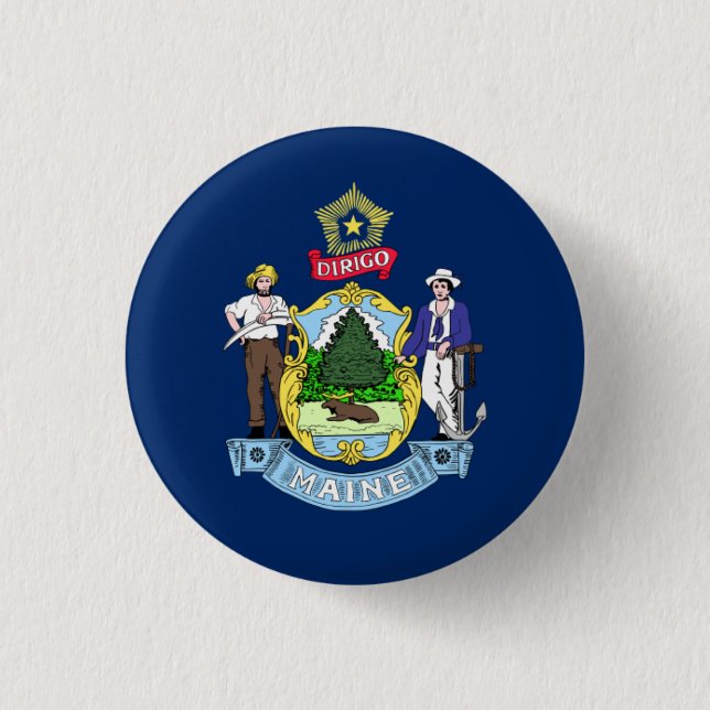 Mainer Flag, Flag of Maine Button (Front)
