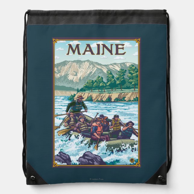 MaineRiver Rafting Scene Drawstring Bag (Front)