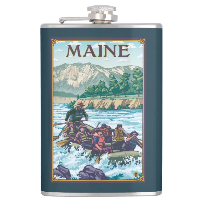 MaineRiver Rafting Scene Flask (Front)